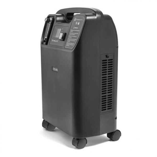 Side view of Stratus 5 Oxygen Concentrator Bundle - 5 LPM