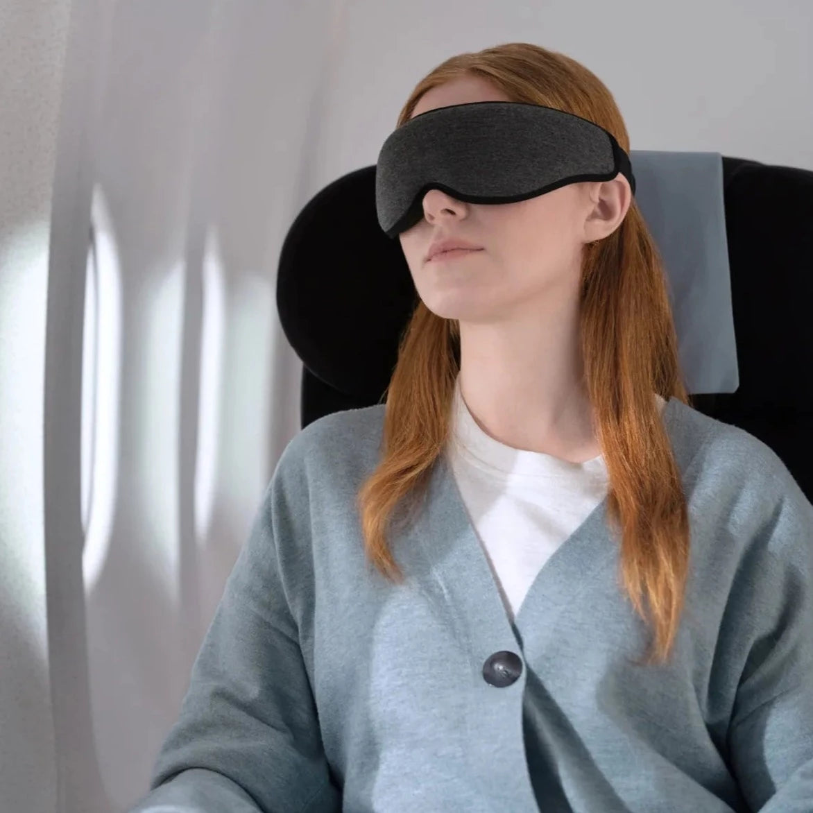 Traveling with eye mask.