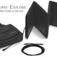 Front view of Zopec Explore Solar Charger with carrying case and wire