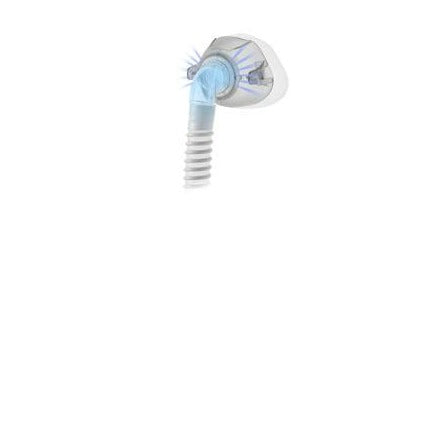 Apex Medical Wizard 510 nasal CPAP mask cushion with short flexible tube, angled view