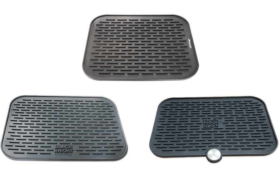 Front view of multiple Black Knight CPAP Protector Mats
