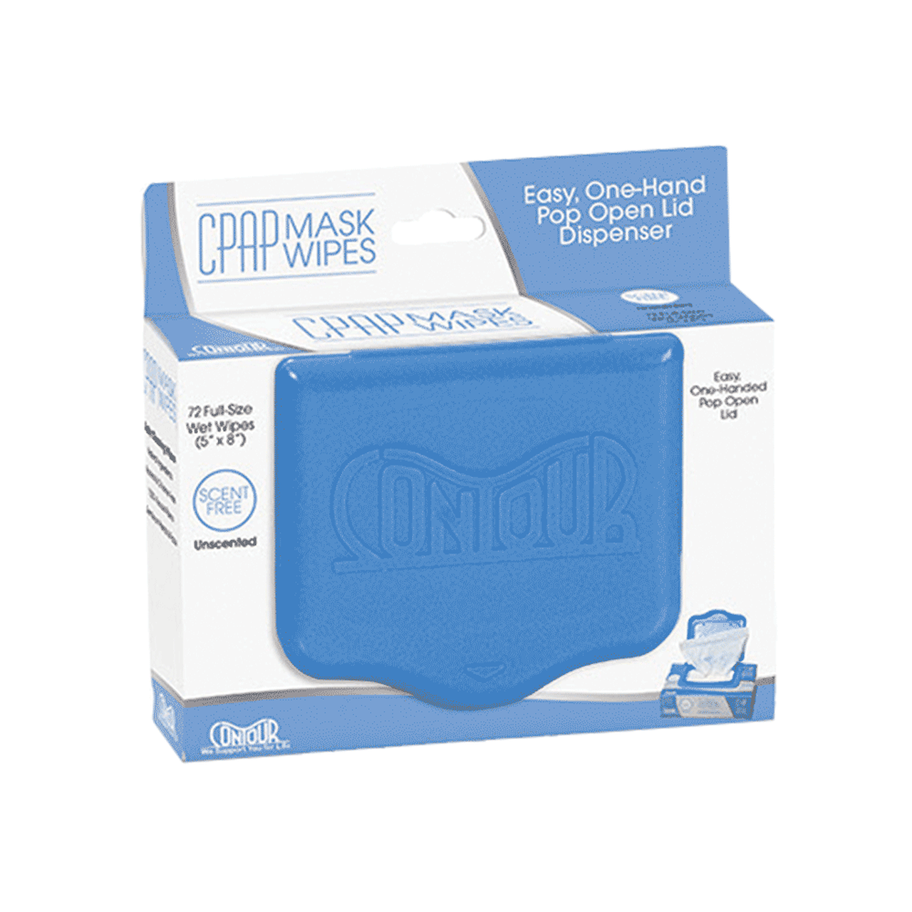 Front view of Contour Unscented CPAP Mask Wipes