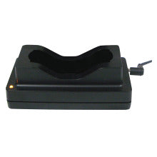 Drive DeVilbiss iGO2 battery charger, top view of black charging dock with contoured battery slot