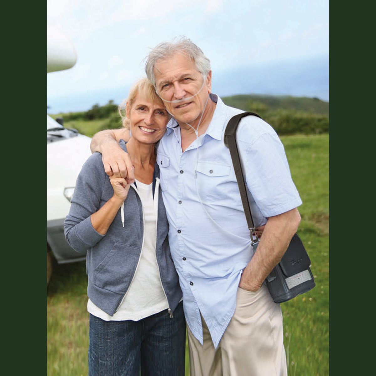 Man Using Inogen One G4 Portable Oxygen Concentrator On The Go