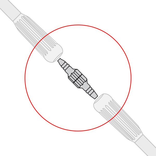 Oxygen swivel connector diagram placement top view