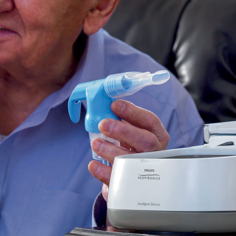 Man holding the SideStream PLUS Reusable Nebulizer Cup.