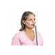 woman wearing swift FX bella nasal pillow CPAP mask