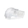 Clear elbow and hose swivel for Zest Q and Lady Zest Q CPAP mask, side angle view